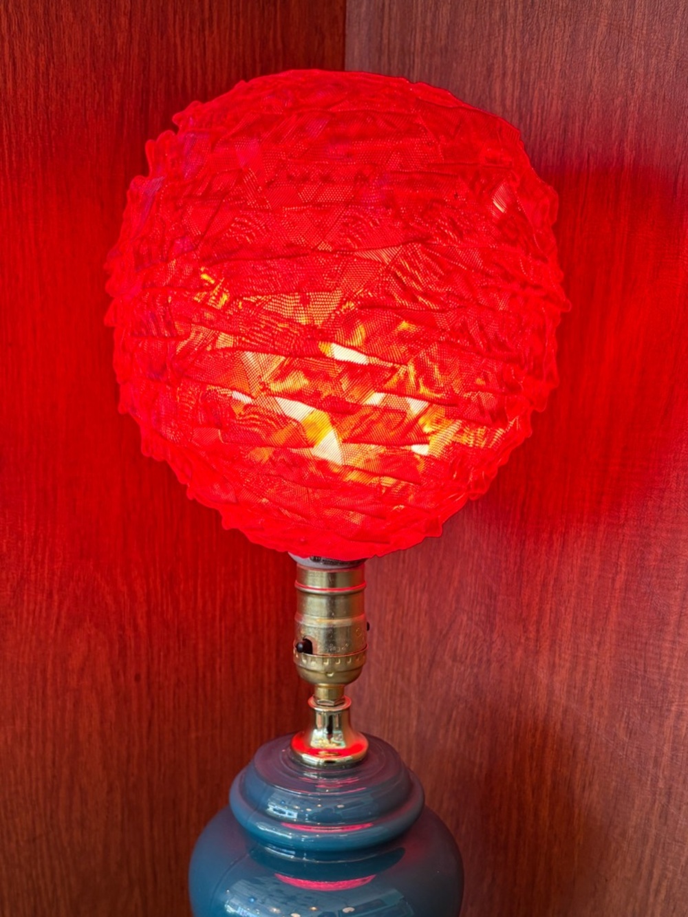 Vintage light fixture socket spaghetti shade red lucite mcm